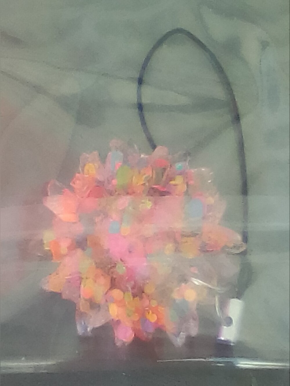 Multicolor Floral Pom Hair Tie
